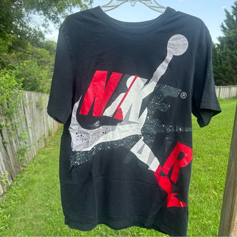 Nike Black T-Shirt with Red and White Logo
